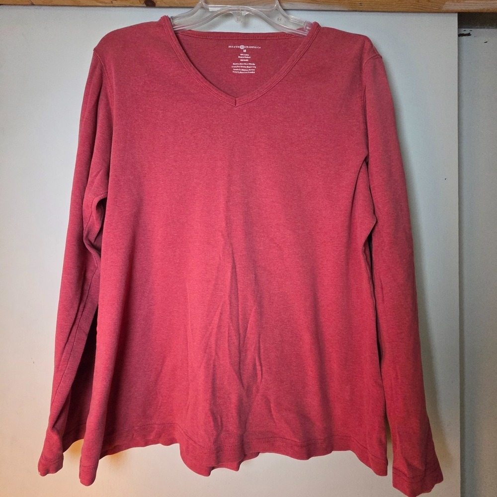 Duluth Trading Co Women's Long Sleeve Top Red Size M 100% Cotton Outdoors Trails